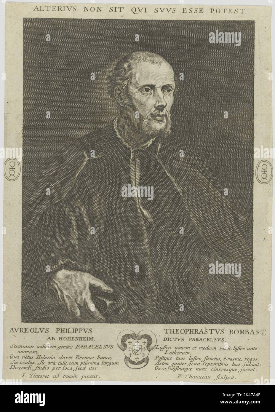 Porträt des Avreolvs Philippvs Theophrastvs Bombast aus Hohenheim, Dictvs Paracelsvs Stockfoto