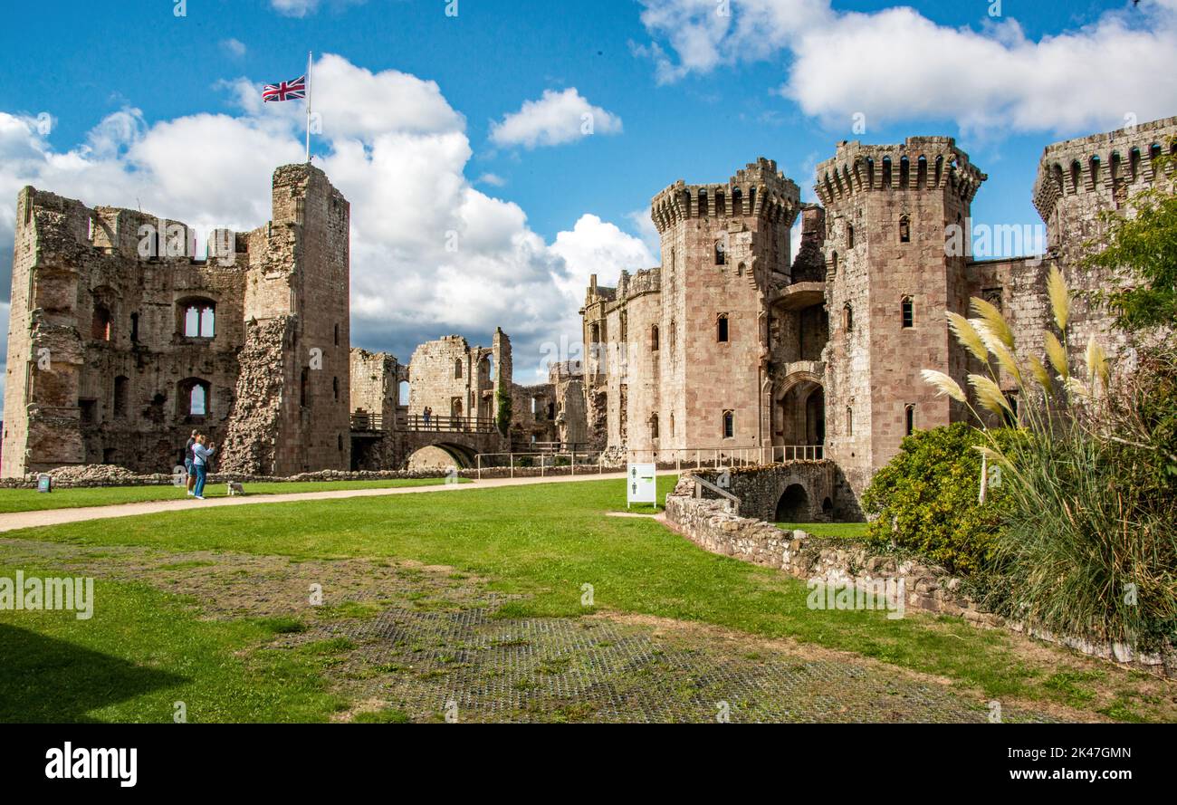 Raglan Castle (Walisisch: Castell Rhaglan) Stockfoto