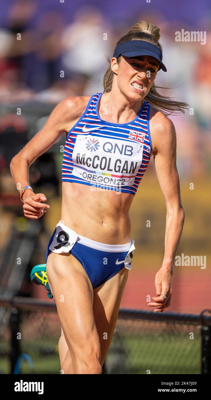 Eilish McColgan von GB&NI, die am 20.. Juli bei den Leichtathletik-Weltmeisterschaften in Hayward Field, Eugene, Oregon, USA, in den Damen-5000m-Läufen gegeneinander antreten Stockfoto