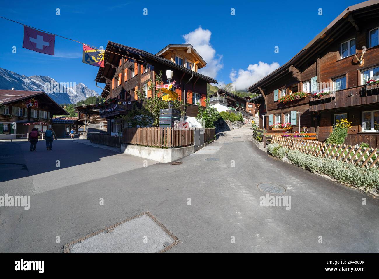Im Dorf Mürren bei Lauterbrunnen, Schweiz, Alpen Stockfoto