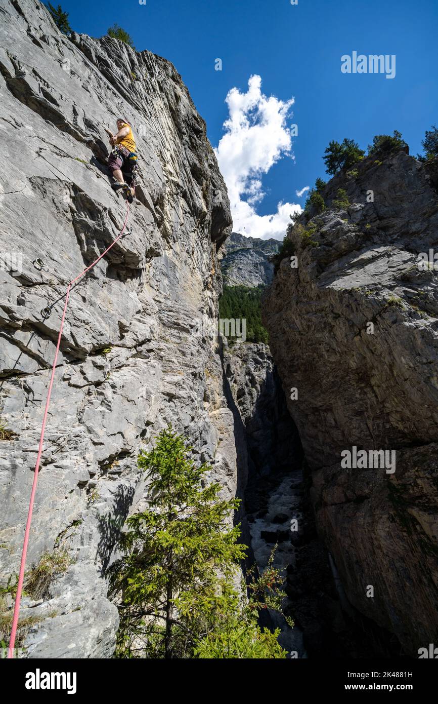 Klettern in Grindelwald, Schweiz, Alpen Stockfoto