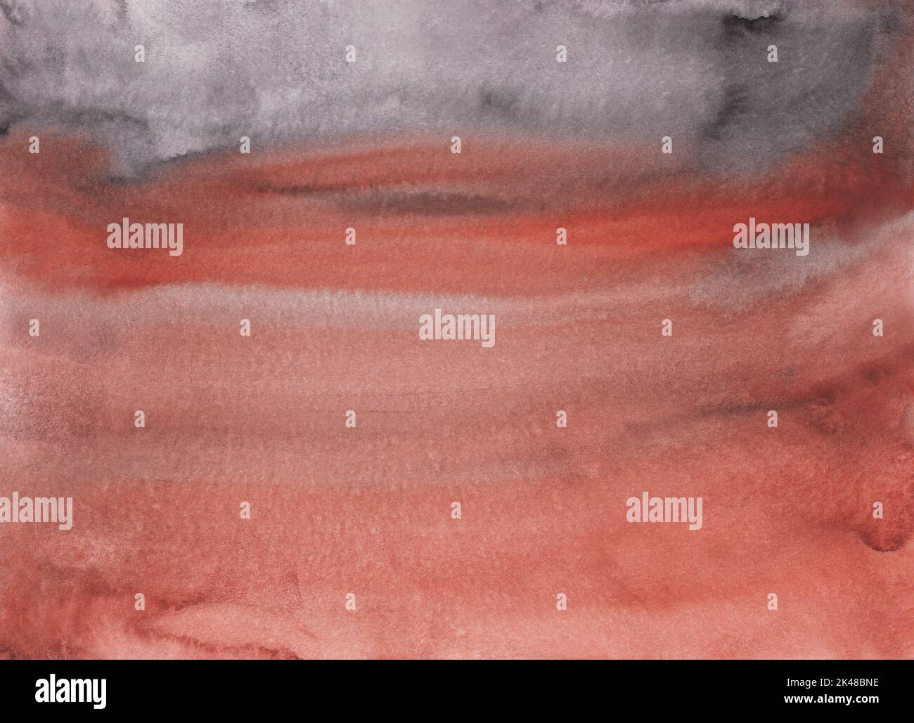 Aquarell braun und grau Hintergrund. Farbenfrohe, wasserfarbige, flüssige Kulisse. Rot-braune und schwarze Pinselstriche auf Papier. Stockfoto