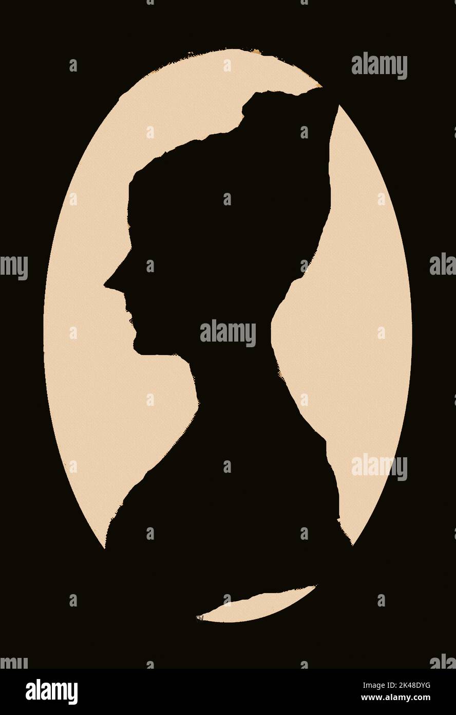 Eine alte Silhouette von Elizabeth Fleming Schwester des kindlichen literarischen Genies Marjory oder Marjorie, Fleming (1803-1811) - Familienname für Marjorie Maidie Stockfoto