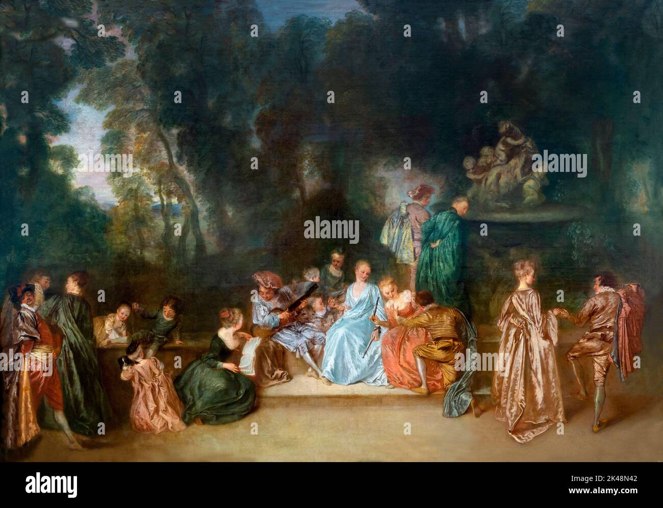 Unternehmen im Freien, Jean Antoine Watteau, 1718-1721, Gemeinschaftsgalerie, Berlin, Deutschland, Europa Stockfoto
