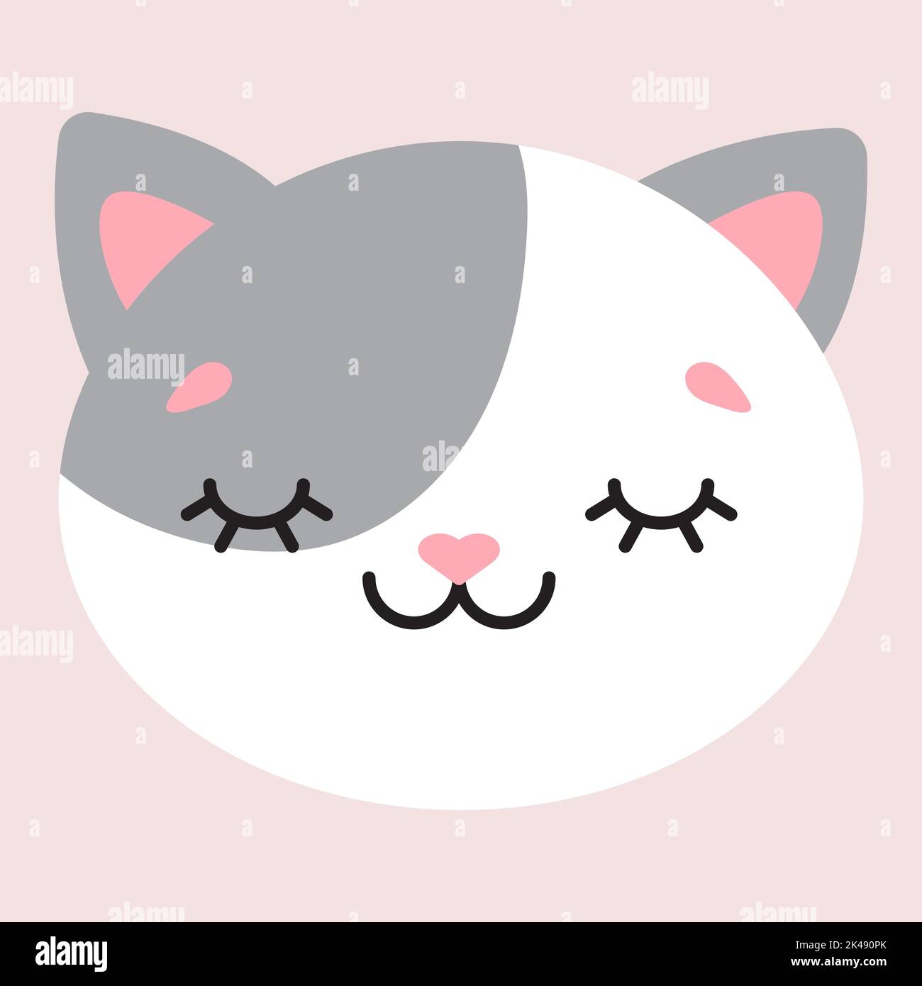 Niedliche einfache flache Illustration eines Katzenkopfes. Vektorgrafik. Stock Vektor