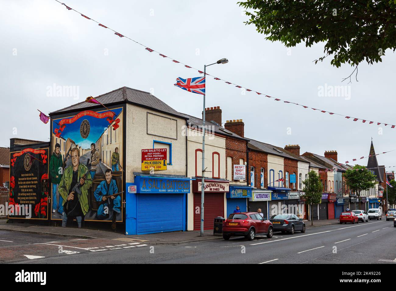 Graffiti in der Shankill Road in Belfast Stockfoto