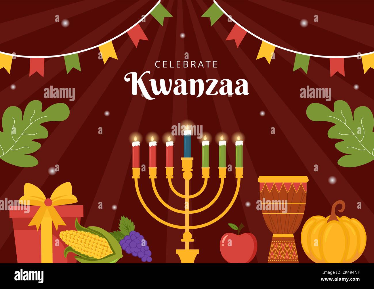 Happy Kwanzaa Holiday African Hintergrund Vorlage Hand Gezeichnet Cartoon Flache Illustration Stock Vektor