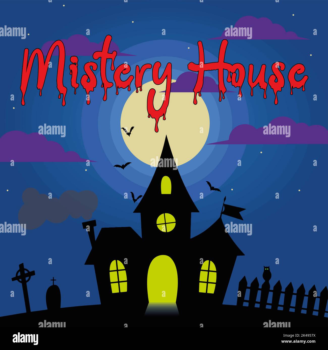 halloween gruselige Karte mit dunkler Haus Illustration Stock Vektor