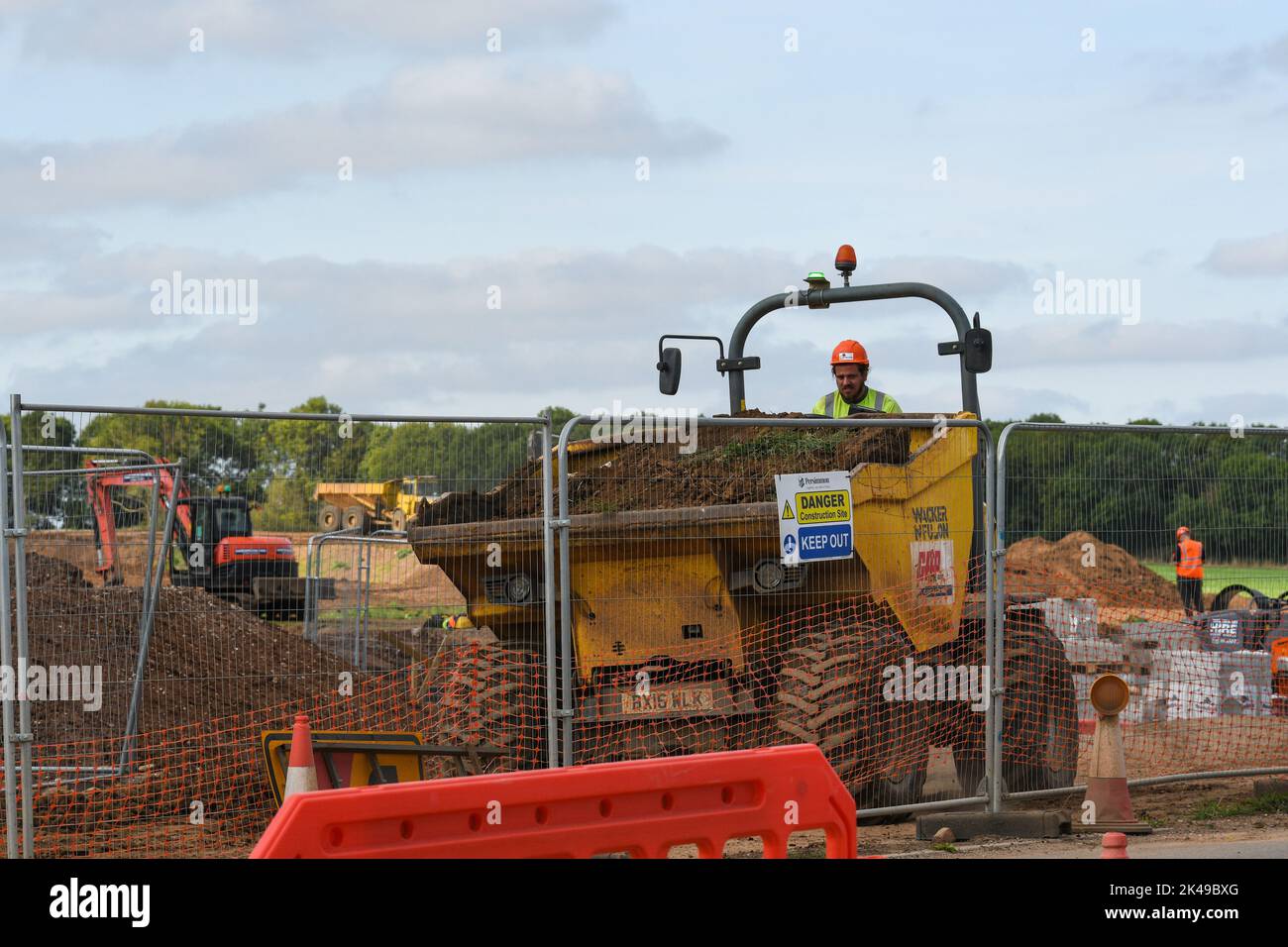 Baumaschinen, die auf einer Baustelle in loughborough leicestershire verwendet werden Stockfoto