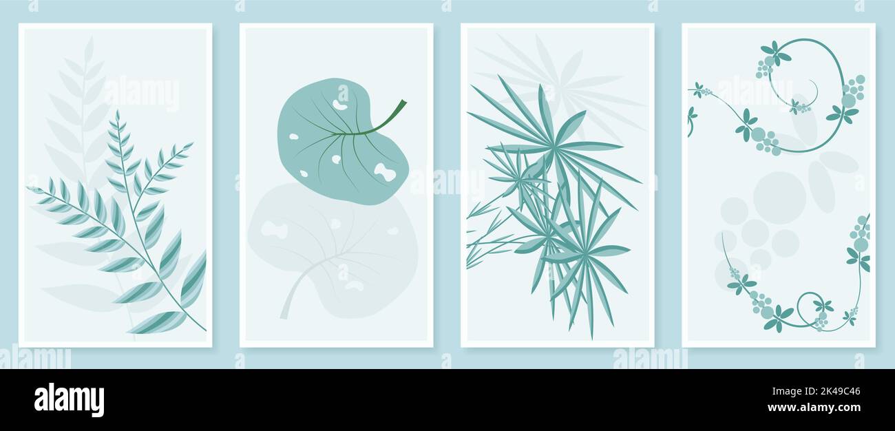 Abstraktes botanisches Wandkunstset. Vektorgrafik im skandinavischen Design Stock Vektor