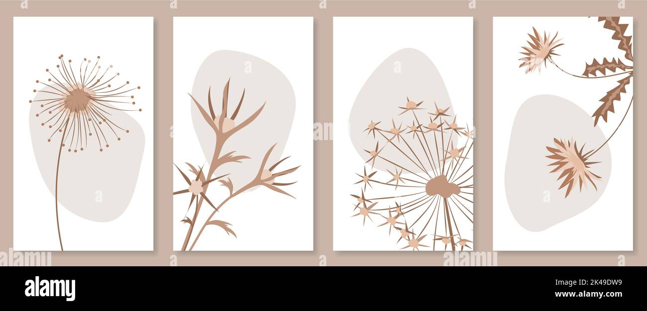 Abstraktes botanisches Wandkunstset. Vektorgrafik im skandinavischen Design Stock Vektor