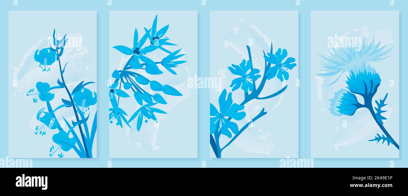 Abstraktes botanisches Wandkunstset. Vektorgrafik im skandinavischen Design Stock Vektor