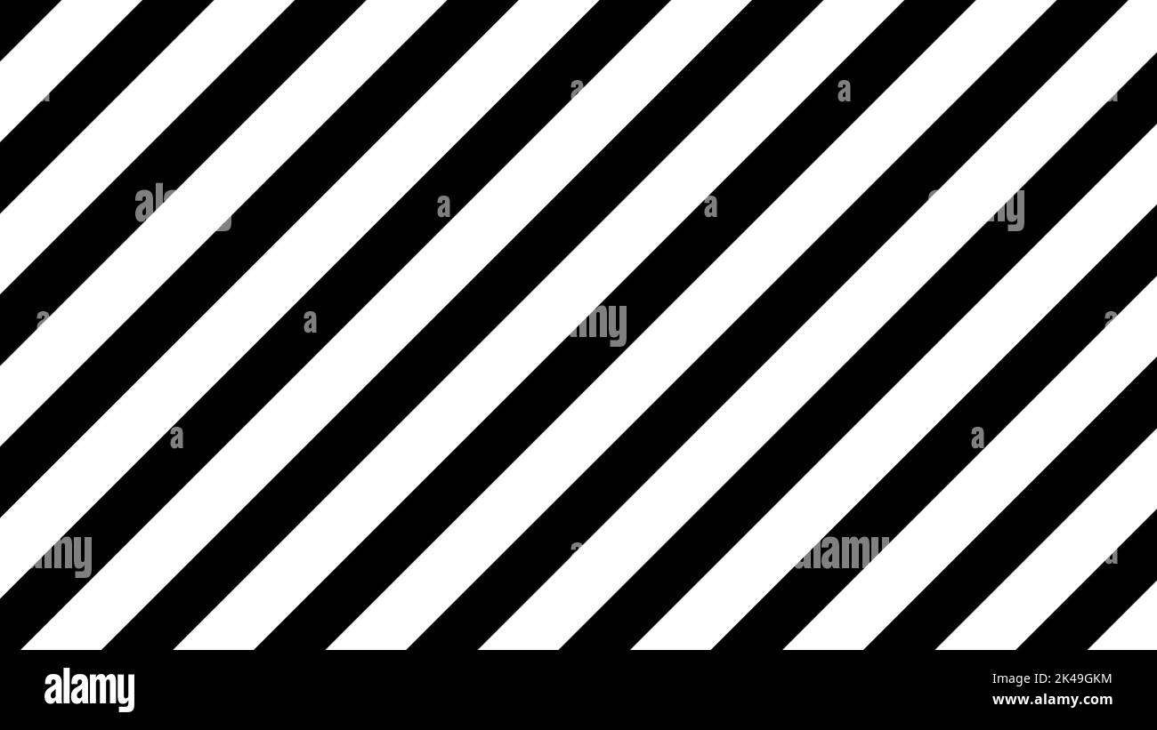 Hypnotischer schwarz-weißer Hintergrund. Geometrische Formen. Abstrakte, nahtlose Loop-Animation von Streifen, diagonale Balken. Hypnotische Bildvisualisierung. Optische Täuschung. Hochwertige Fotos Stockfoto