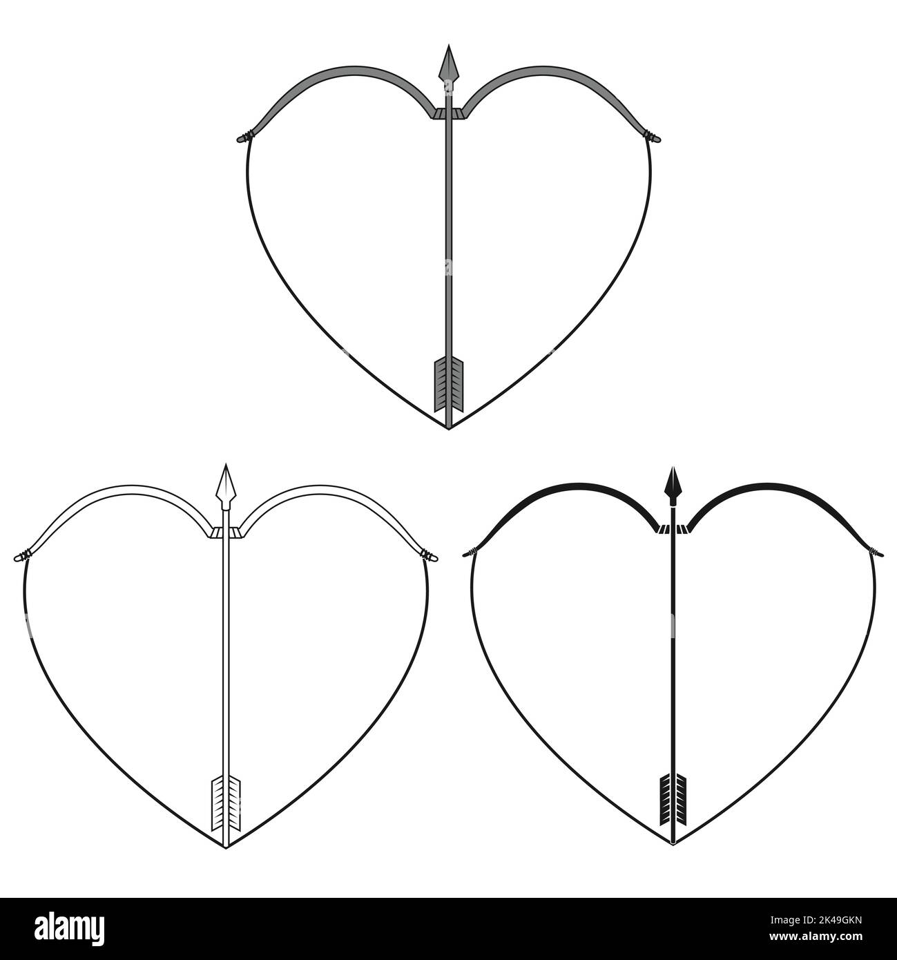 Valentine Bogen und Pfeil Vektor-Design, Pfeil und Bogen mit Herzform, glücklichen Valentinstag Stock Vektor