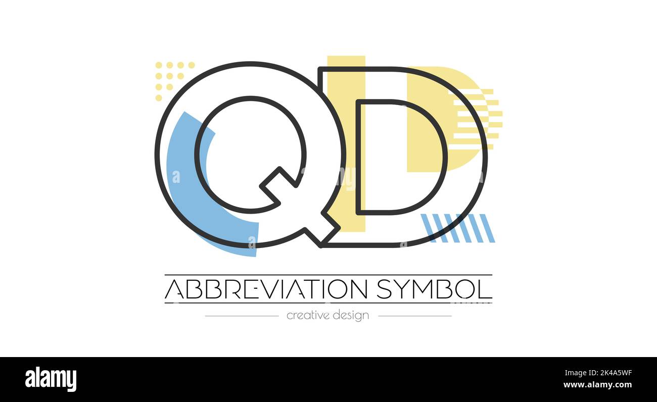 Buchstaben Q und D. Verschmelzung von zwei Buchstaben. Initialen Logo oder Kürzel-Symbol. Vektorgrafik für kreatives Design und kreative Ideen. Flacher Style. Stock Vektor