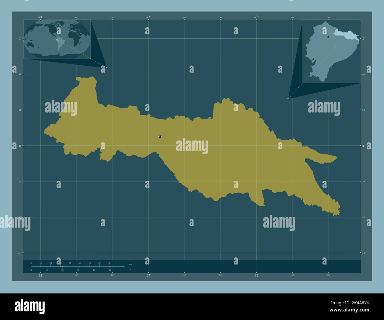 Sucumbios, Provinz Ecuador. Einfarbige Form. Karten für zusätzliche Eckposition Stockfoto