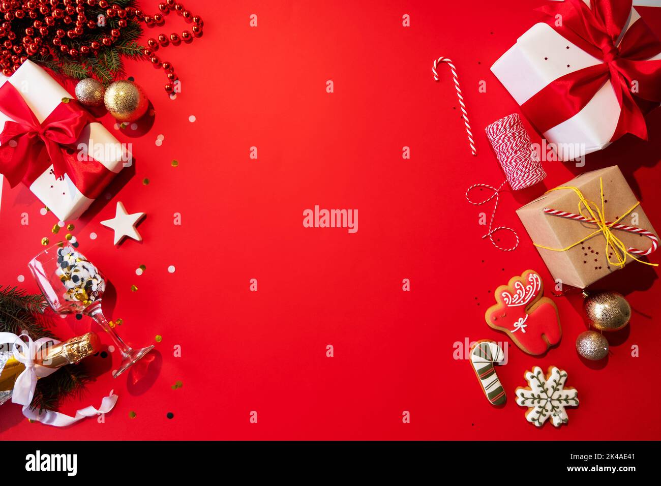 weihnachten Hintergrund festlich Rahmen Dekoration rot Stockfoto