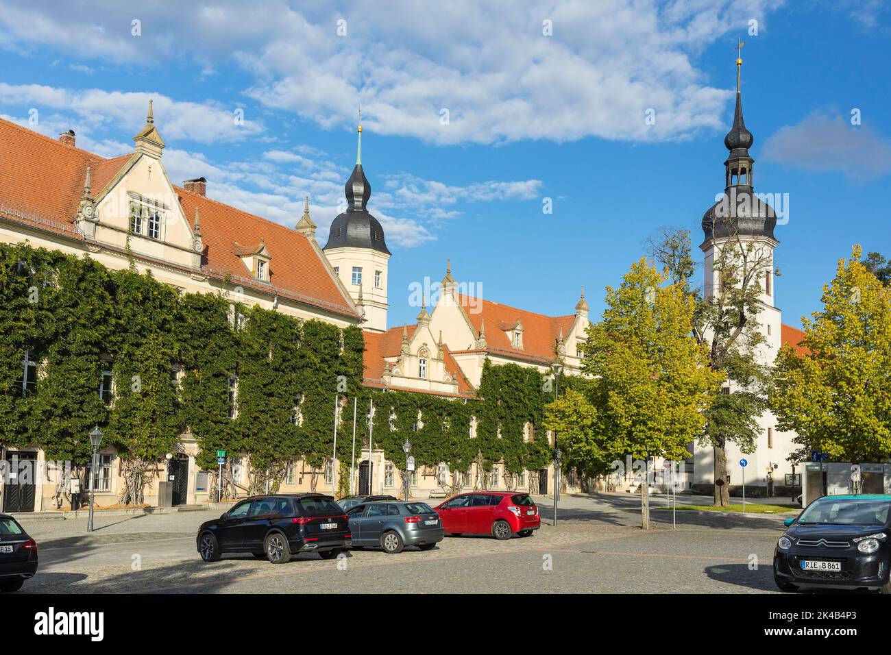 Rathaus und Klosterkirche, Riesa, Sachsen, Deutschland Stockfoto