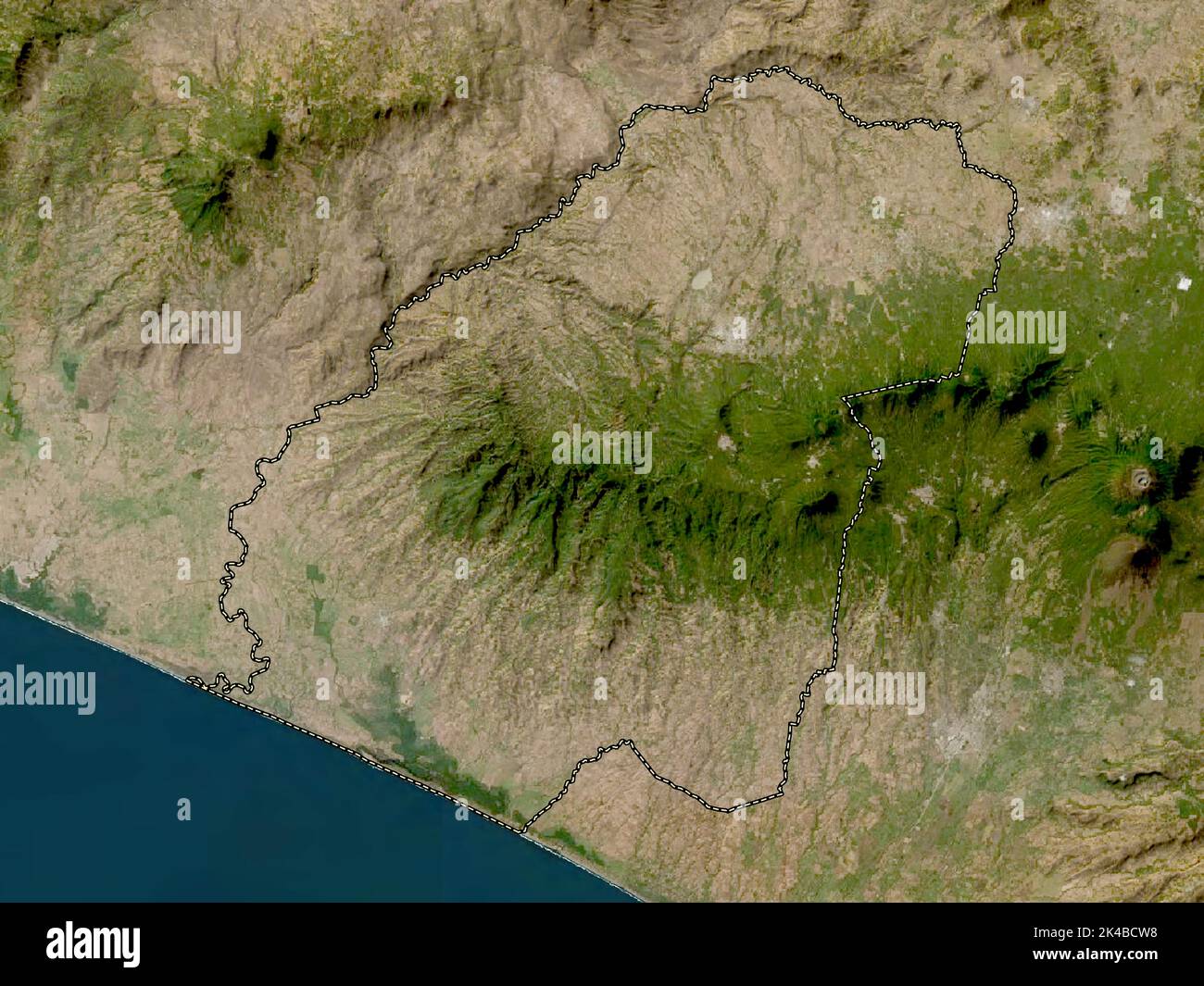 Ahuachapan, Abteilung von El Salvador. Satellitenkarte mit niedriger Auflösung Stockfoto