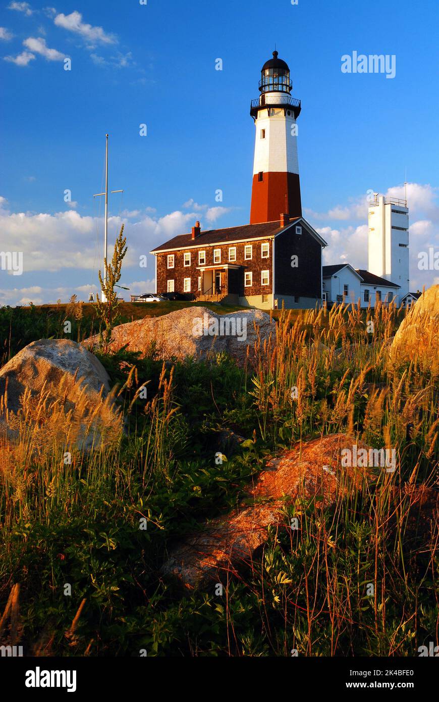 Montauk Point Light ist einer der ältesten Leuchtturm in Amerika und liegt an der östlichen Spitze von Long Island New York Stockfoto
