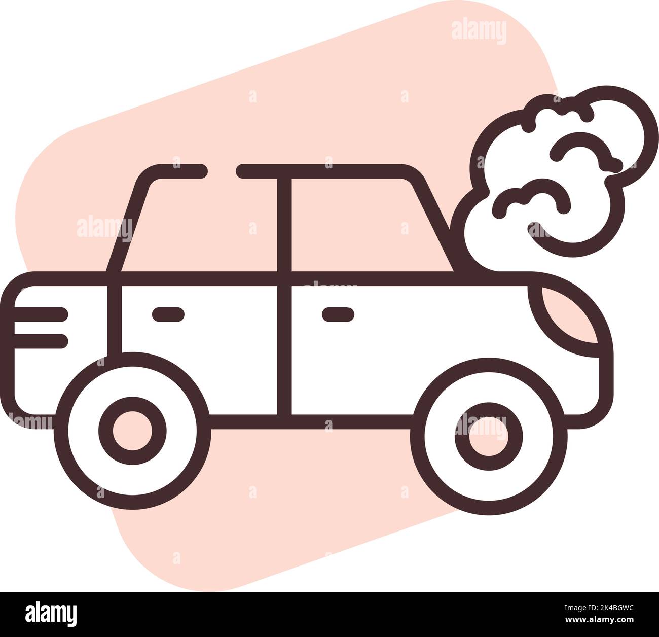 Autounfall kaputtes Auto, Illustration, Vektor auf weißem Hintergrund. Stock Vektor