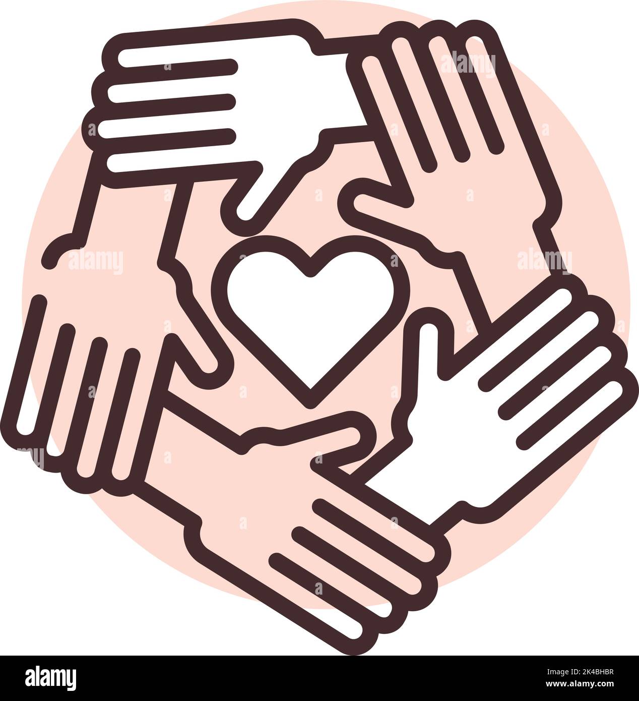 Nächstenliebe und Spende Rassengleichheit, Illustration, Vektor auf weißem Hintergrund. Stock Vektor