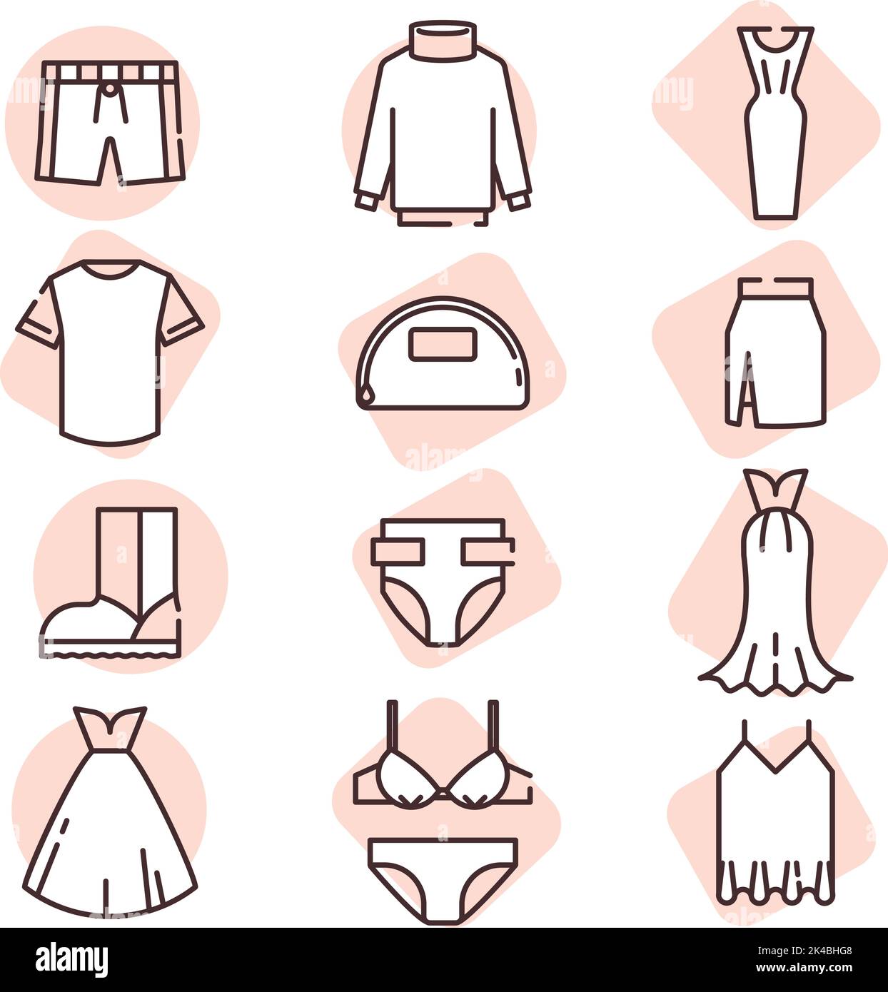 Kleidung Mode, Illustration, Vektor auf weißem Hintergrund. Stock Vektor