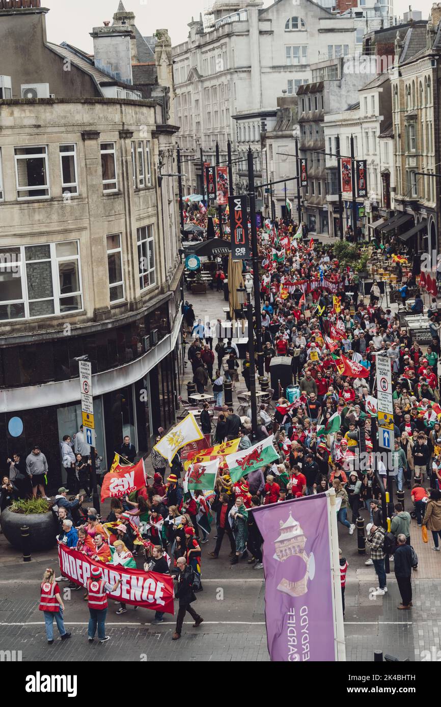 Welsh Independence March – Cardiff 01 10 2022 Stockfoto