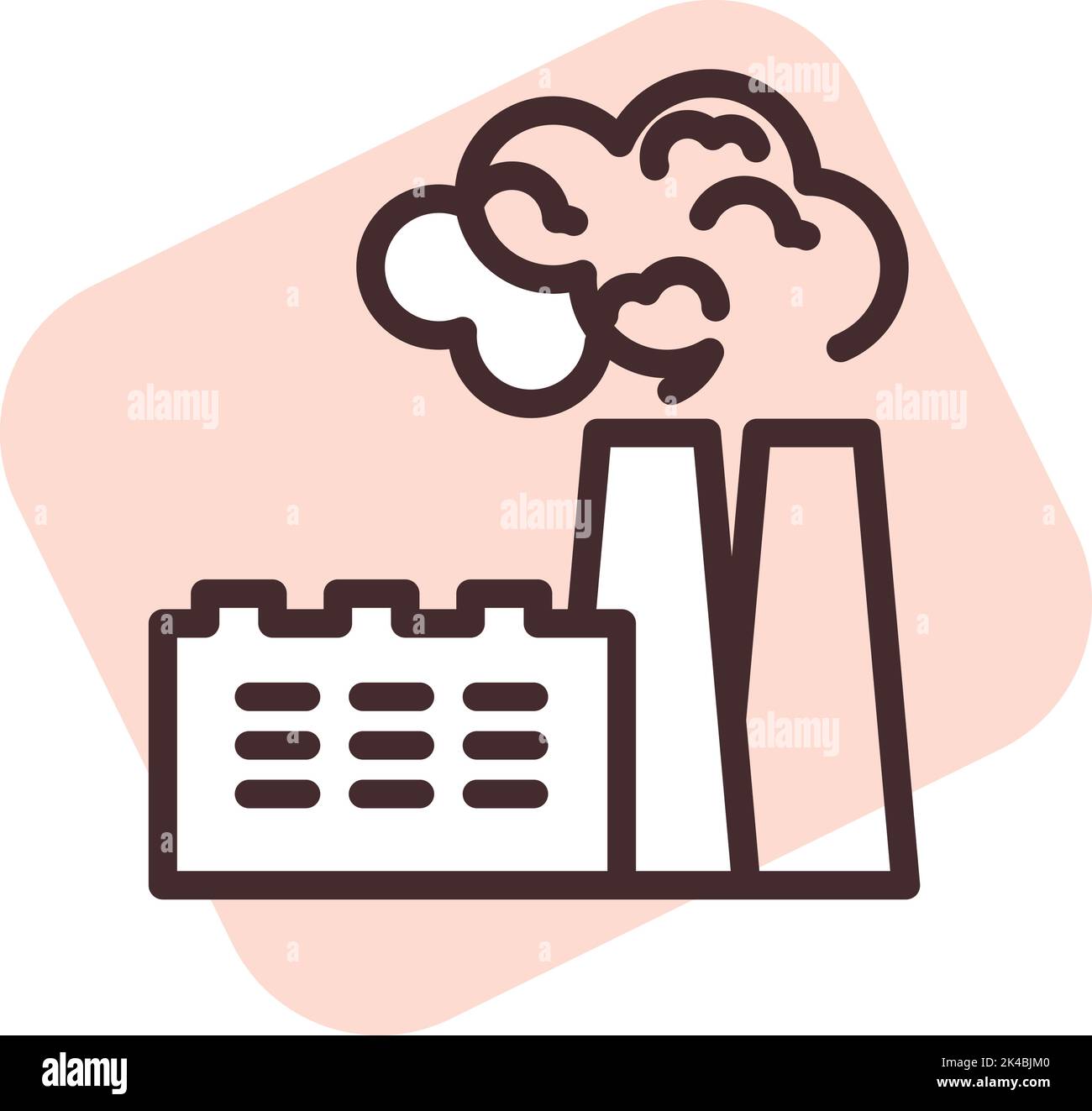 Luftverschmutzung in der Fabrik, Illustration, Vektor auf weißem Hintergrund. Stock Vektor