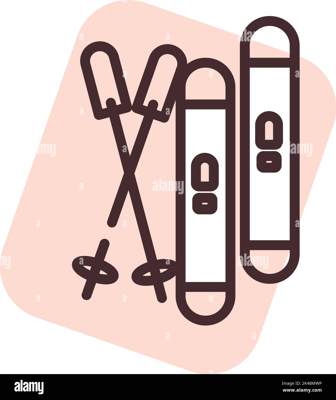 Hobby Skifahren, Illustration, Vektor auf weißem Hintergrund. Stock Vektor