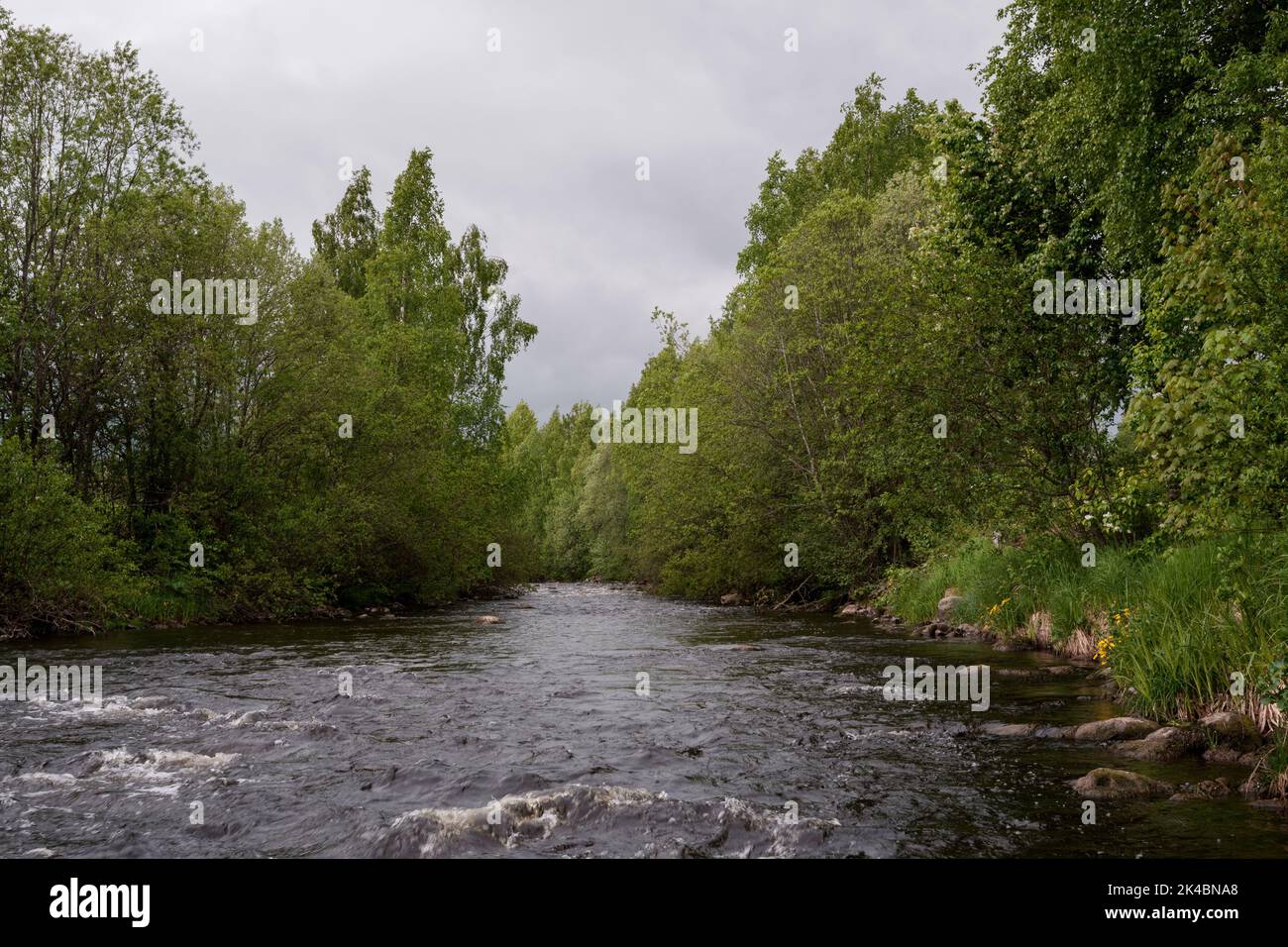 Hunnselva River, GjÃ¸vik, Norwegen. Stockfoto