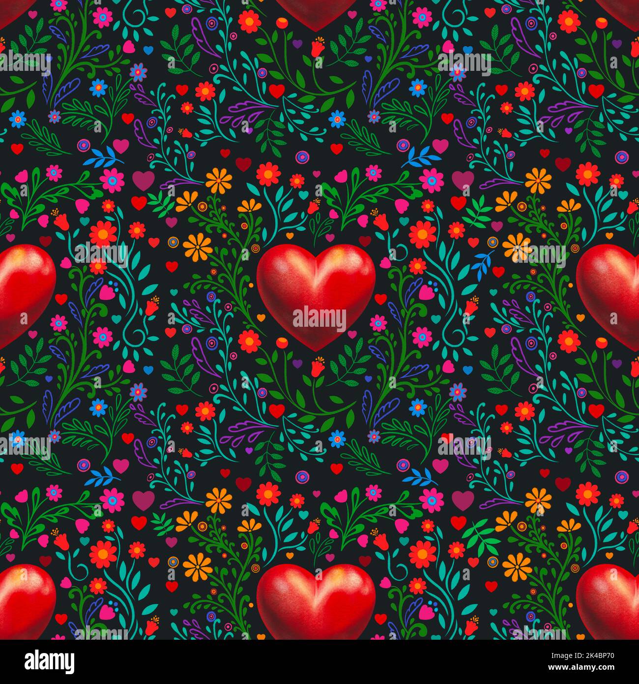 Herzen Symbole, Satz von Herzen nahtlose Muster Hintergrund, ideal für Feiern, Feiertage, Hochzeit und Valentinstag Stockfoto