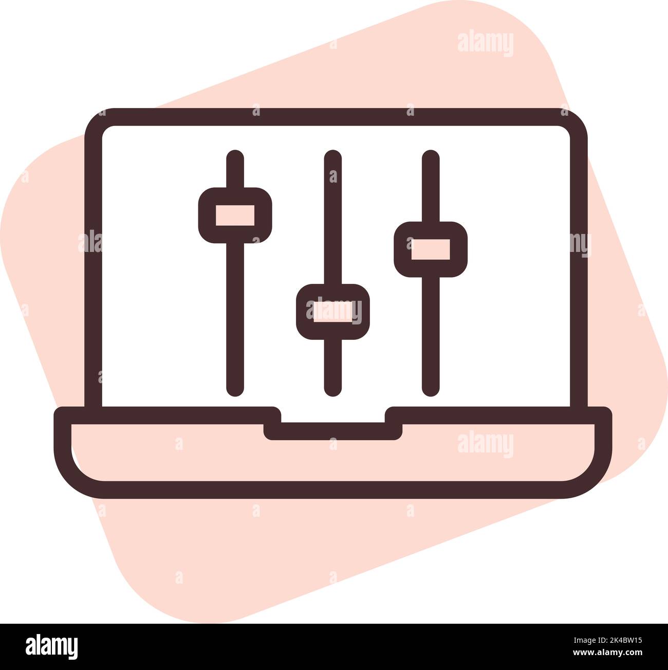 Wiedergabe von Medien-pc-App, Illustration, Vektor auf weißem Hintergrund. Stock Vektor