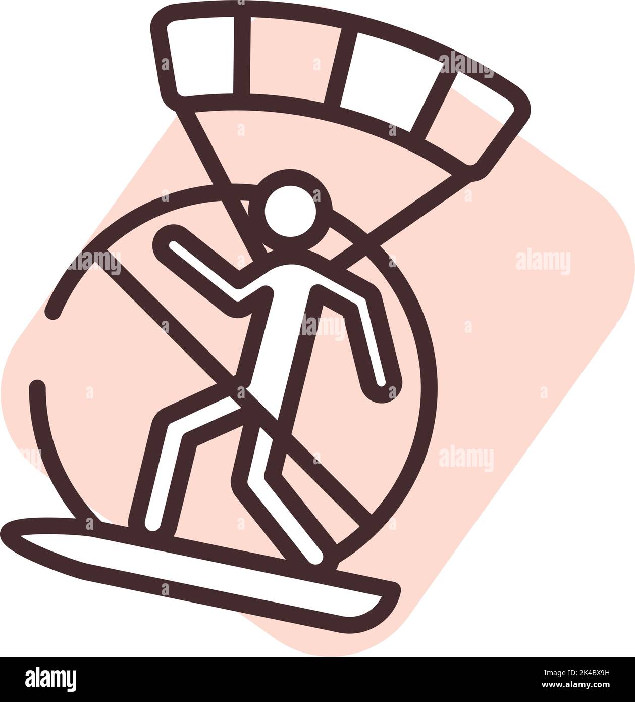 Kein Kitesurfen erlaubt, Illustration, Vektor auf weißem Hintergrund. Stock Vektor