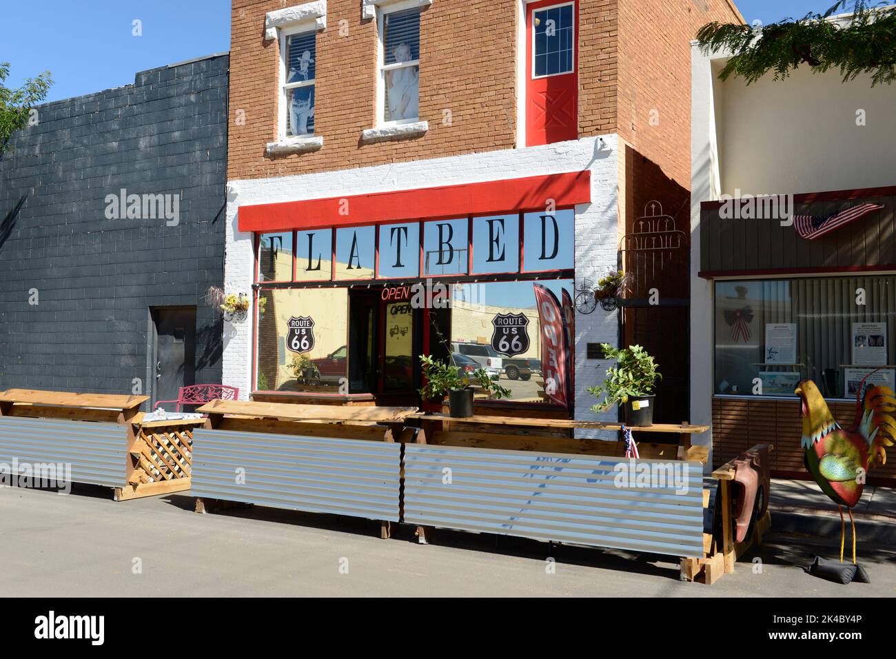 Das Flat Bed Cafe wurde nach einem Text in dem famous Lied von den Eagles in Winslow, Arizona, benannt Stockfoto