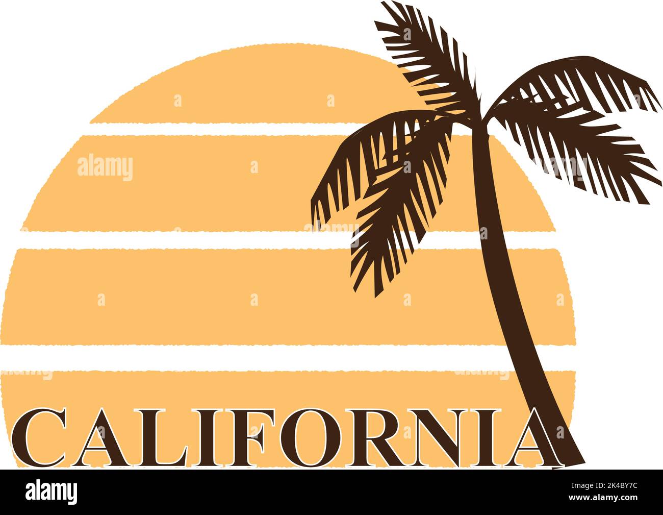 Ein Vektor einer Palme, Sonne und Kalifornien Stock Vektor