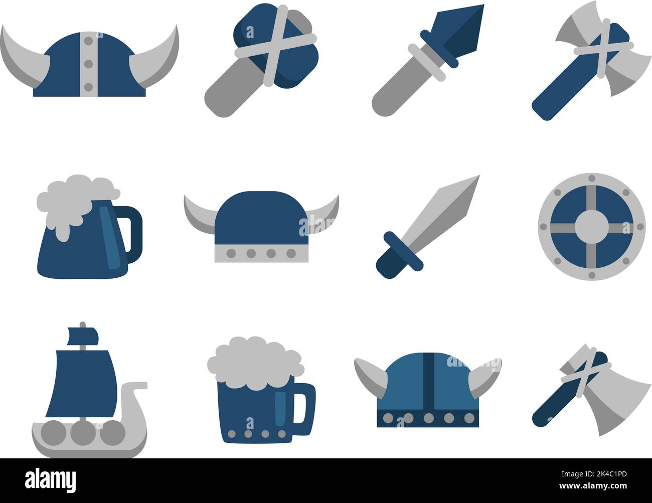 Wikingerzeit, Illustration, Vektor auf weißem Hintergrund. Stock Vektor