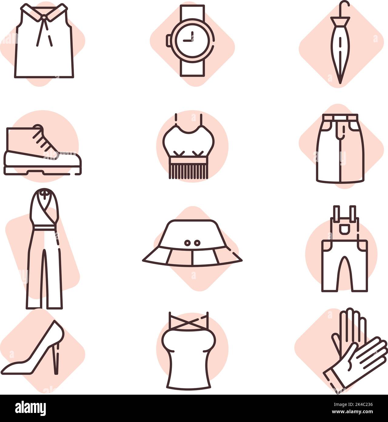 Tragen von Symbolsatz, Illustration, Vektor auf weißem Hintergrund. Stock Vektor