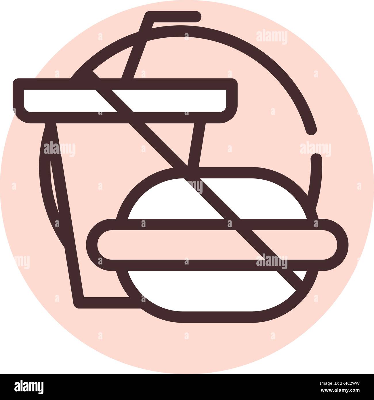 Warnschild kein Futter, Illustration, Vektor auf weißem Hintergrund. Stock Vektor