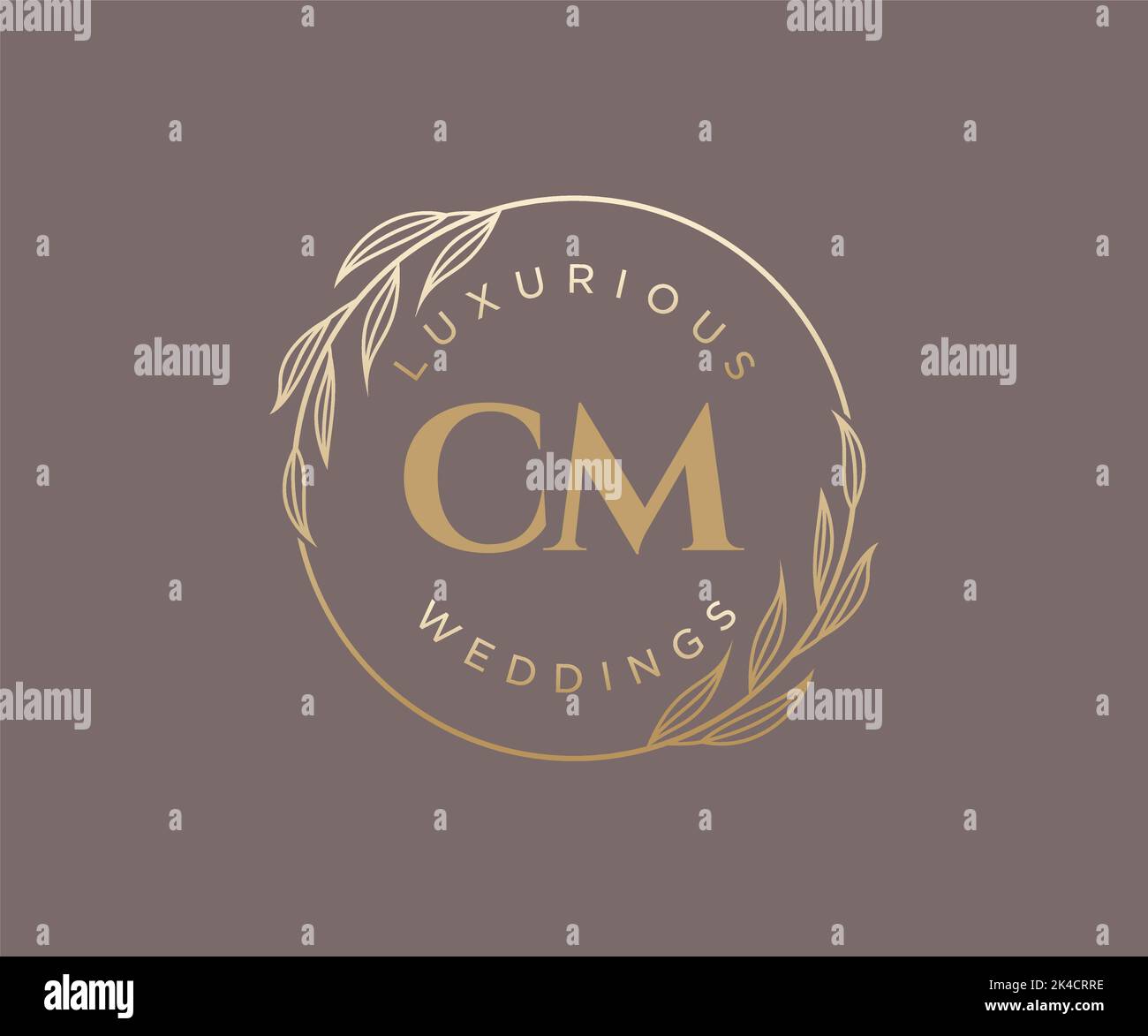 CM Initialen Brief Hochzeit Monogramm Logos Vorlage, handgezeichnete moderne minimalistische und florale Vorlagen für Einladungskarten, Save the Date, elegant Stock Vektor