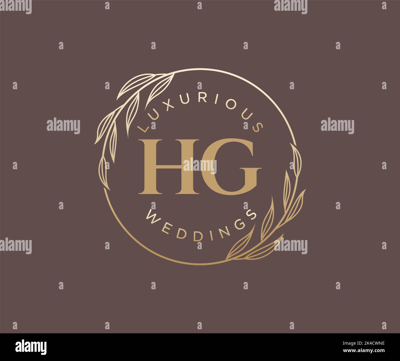 HG Initialen Brief Hochzeit Monogramm Logos Vorlage, handgezeichnete moderne minimalistische und florale Vorlagen für Einladungskarten, Save the Date, elegant Stock Vektor