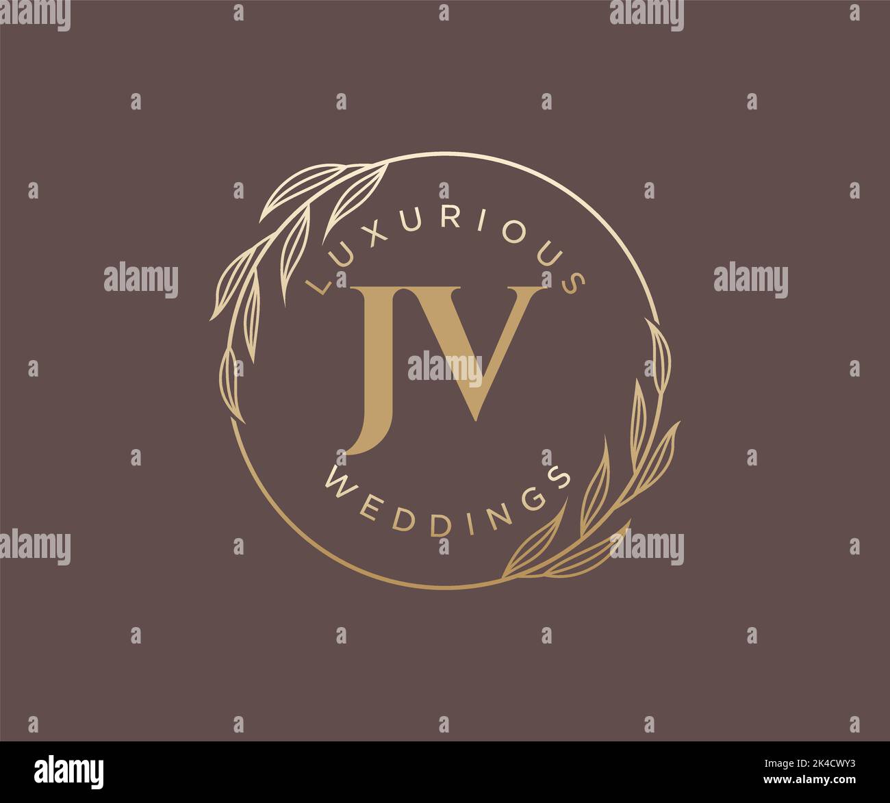JV Initials Letter Hochzeitsmonogramm Logos Vorlage, handgezeichnete moderne minimalistische und florale Vorlagen für Einladungskarten, Save the Date, elegant Stock Vektor