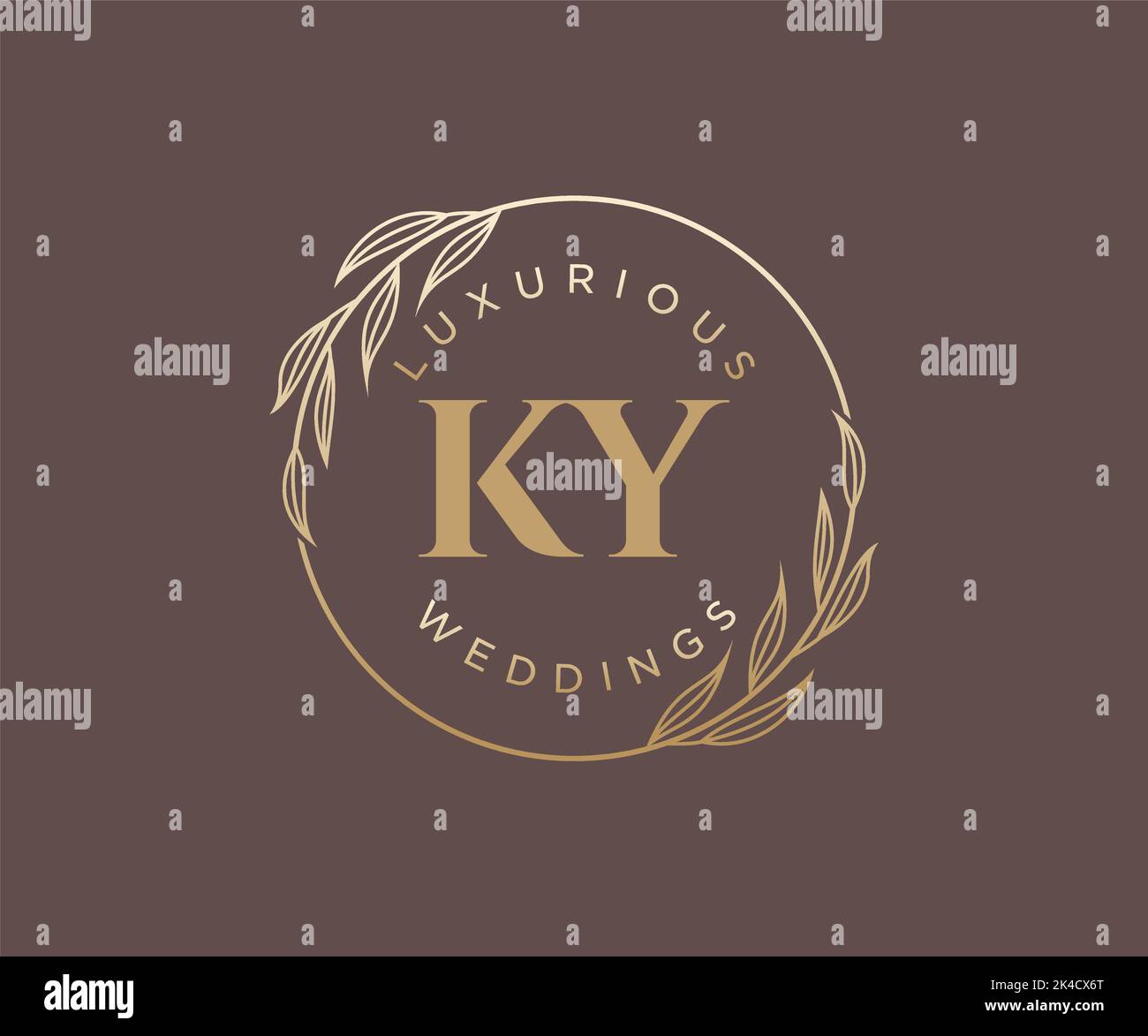 KY Initialen Brief Hochzeit Monogramm Logos Vorlage, handgezeichnete moderne minimalistische und florale Vorlagen für Einladungskarten, Save the Date, elegant Stock Vektor