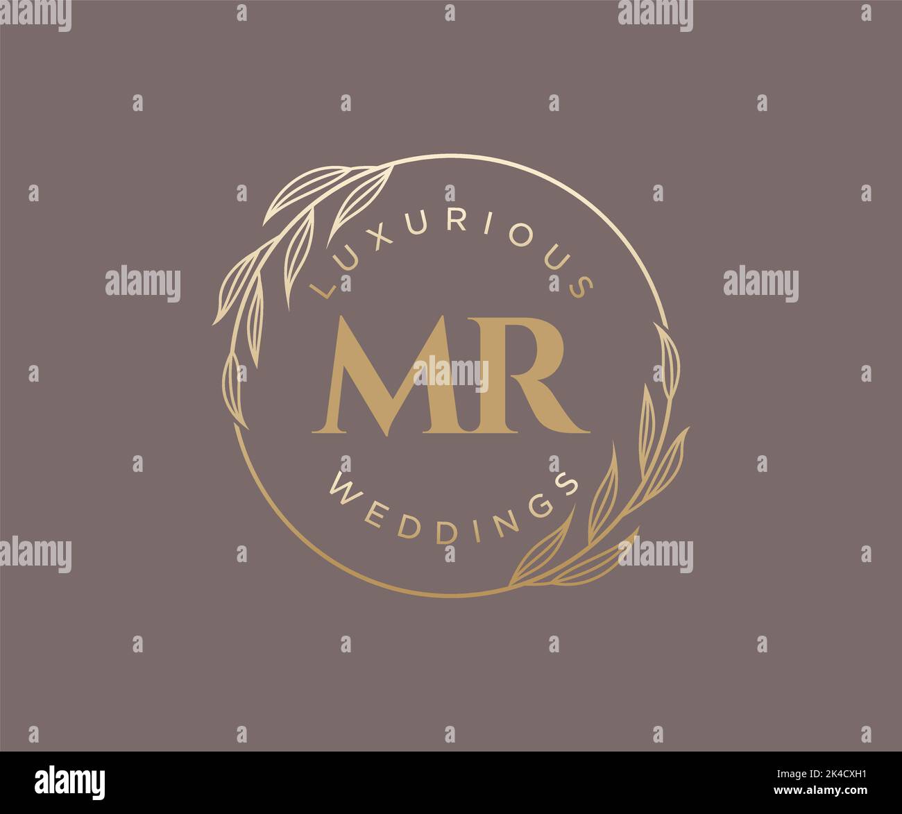 MR Initials Letter Hochzeitsmonogramm Logos Vorlage, handgezeichnete moderne minimalistische und florale Vorlagen für Einladungskarten, Save the Date, elegant Stock Vektor