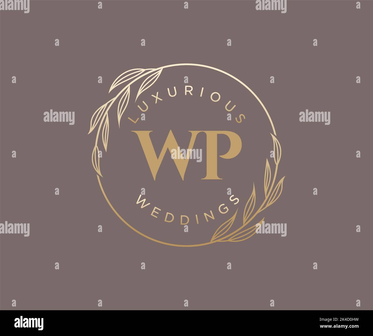 WP Initials Letter Hochzeit Monogramm Logos Vorlage, handgezeichnete moderne minimalistische und florale Vorlagen für Einladungskarten, Save the Date, elegant Stock Vektor