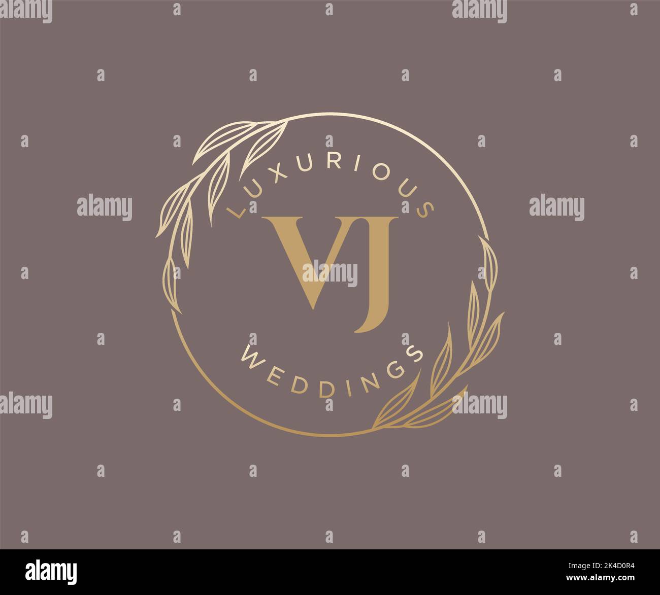 VJ Initialen Brief Hochzeit Monogramm Logos Vorlage, handgezeichnete moderne minimalistische und florale Vorlagen für Einladungskarten, Save the Date, elegant Stock Vektor