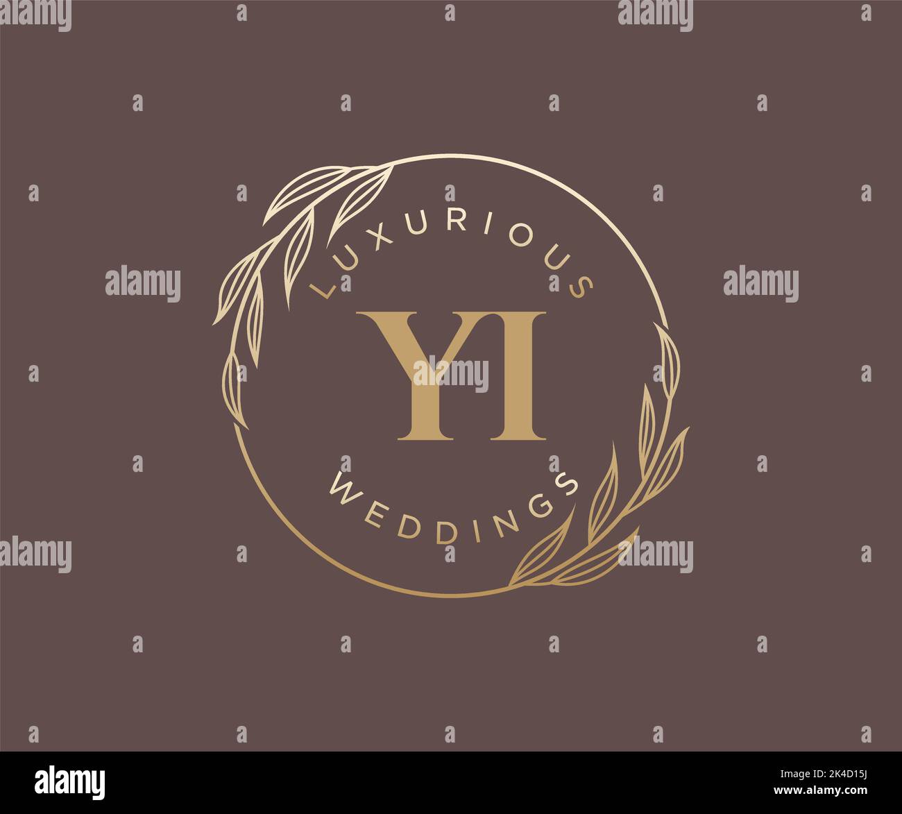 YI Initialen Brief Hochzeit Monogramm Logos Vorlage, handgezeichnete moderne minimalistische und florale Vorlagen für Einladungskarten, Save the Date, elegant Stock Vektor