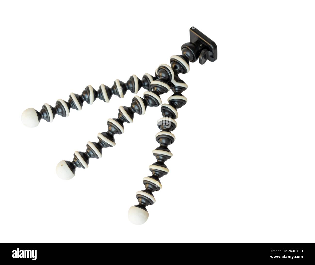 Flexibles Gorilla-Stativ auf weißem, isoliertem Hintergrund Stockfoto