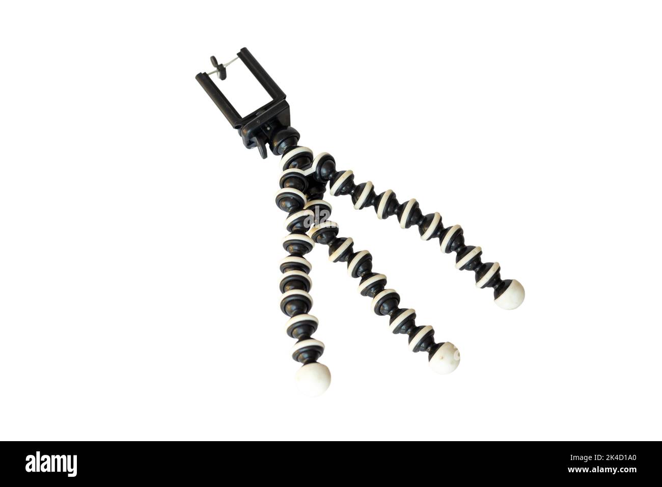 Kleines, flexibles Stativ zur Aufnahme von Mobiltelefonen Stockfoto