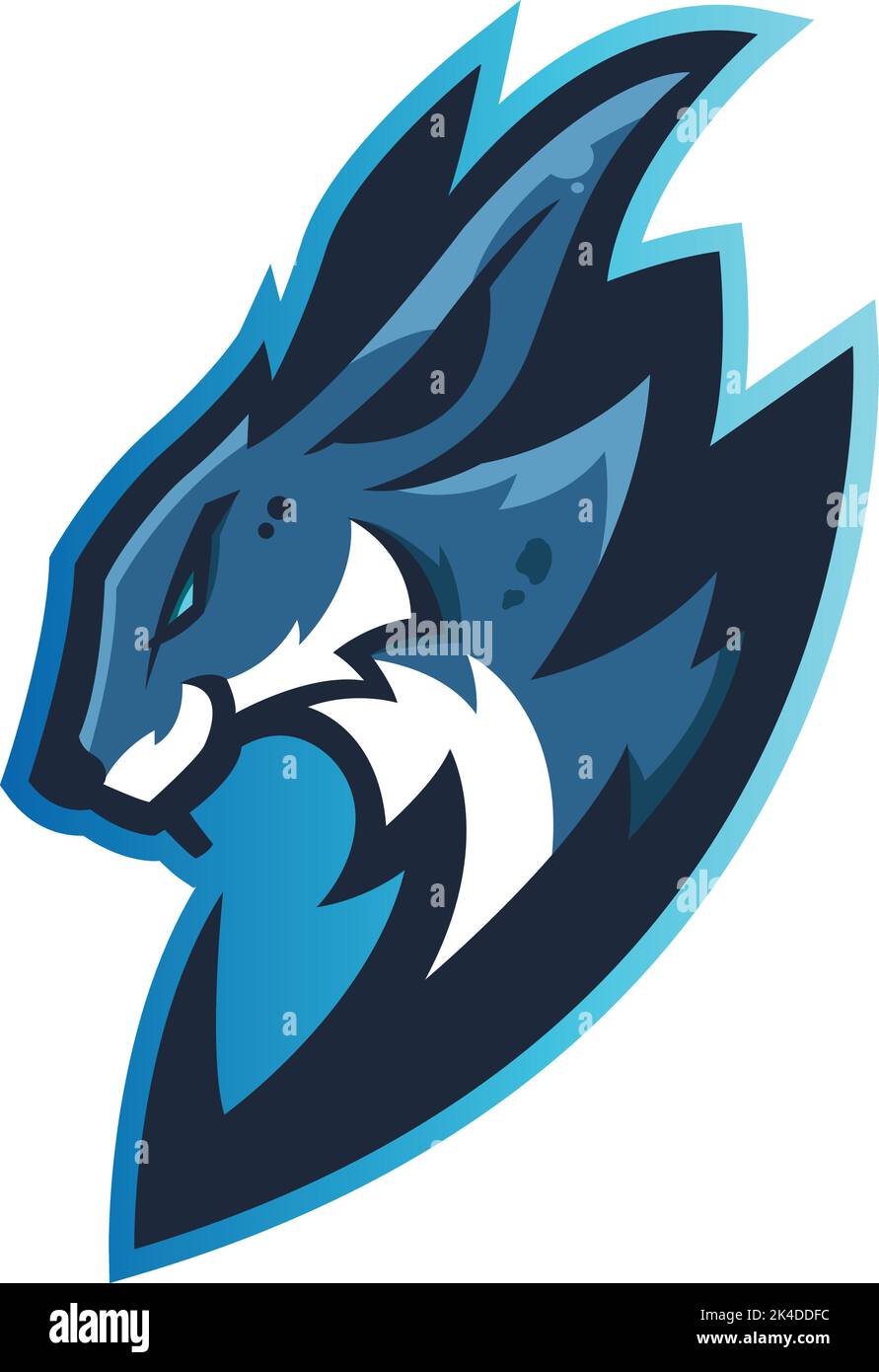 Ein Hase esportiert das Logo für Spiele und Streaming Stock Vektor